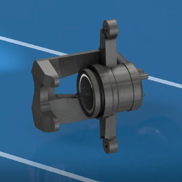 Animation of how a brake caliper assembly works